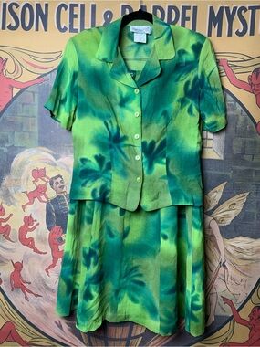 Conrad C Collection Vintage Tie-Dye Short Sleeve Skirt Set